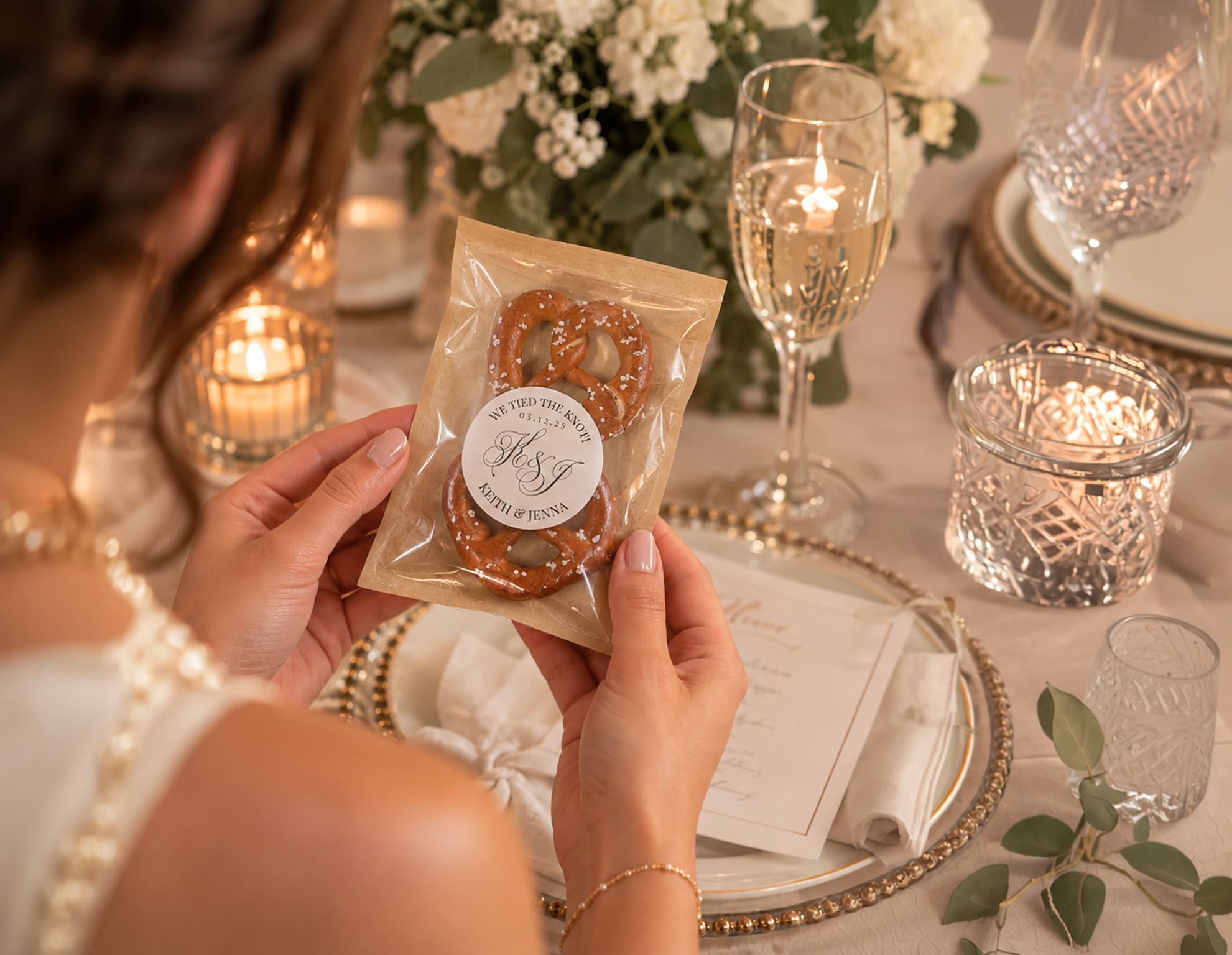 We Tied the Knot! Handmade Crunchy Pretzels Wedding Favor