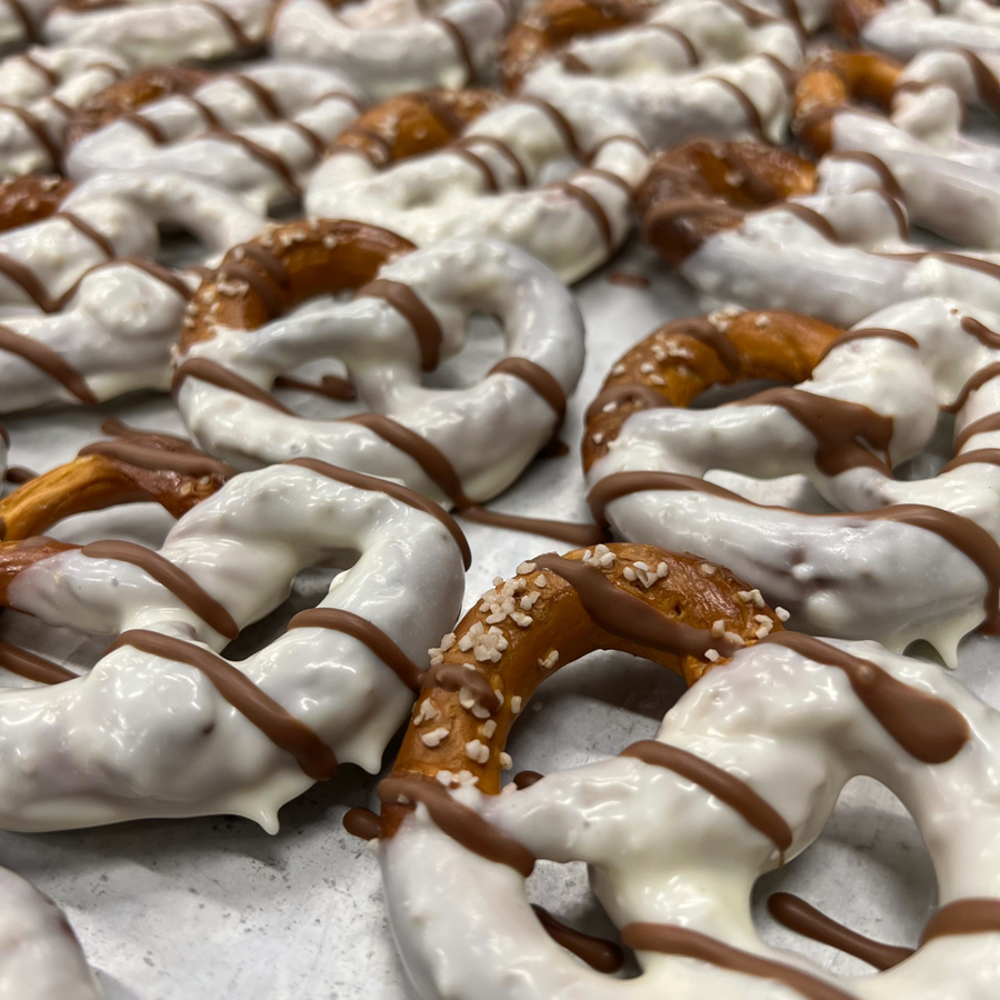 Hand-Dipped White Chocolate Covered Pretzels