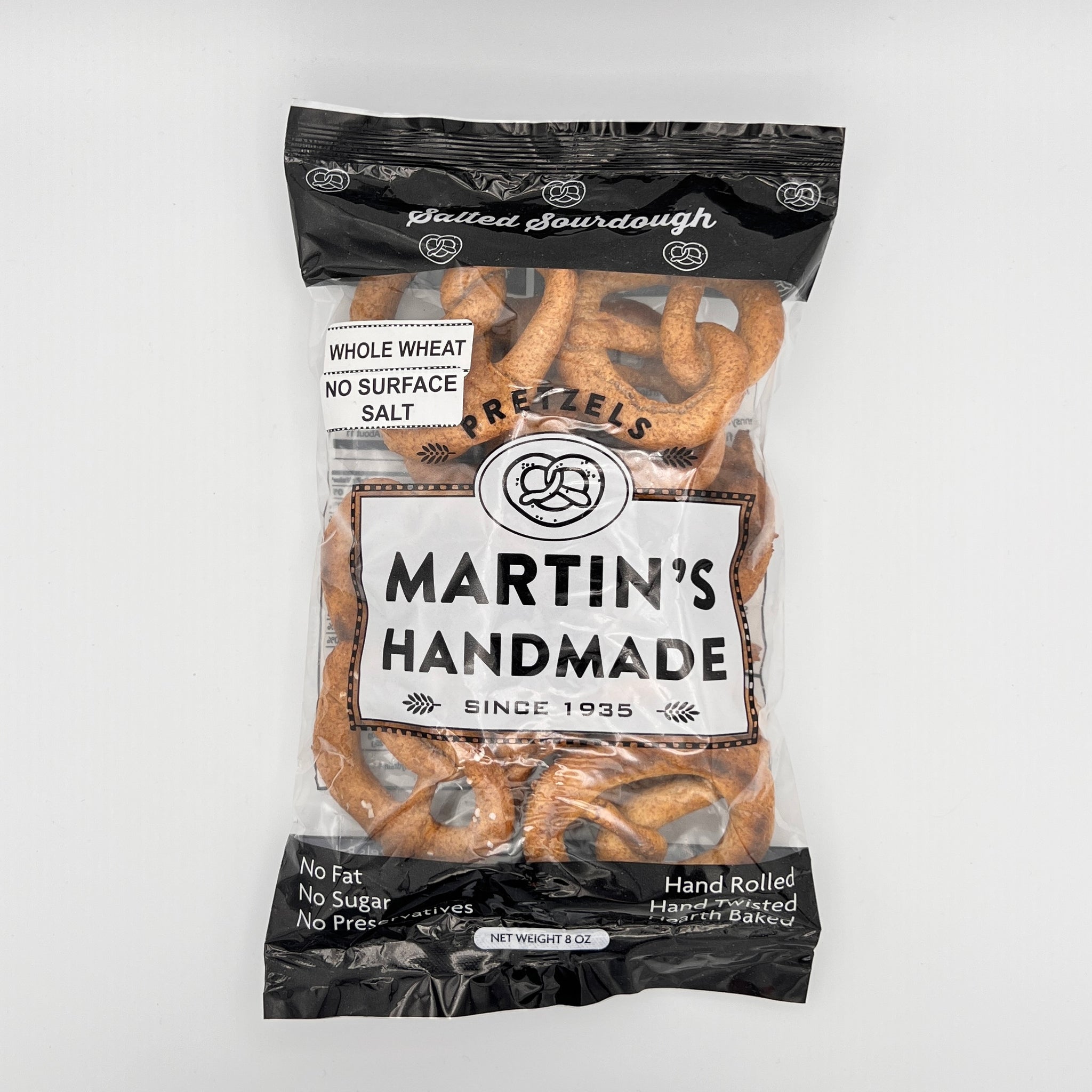 Our whole wheat pretzel is made with 100 whole wheat flour. Martin's